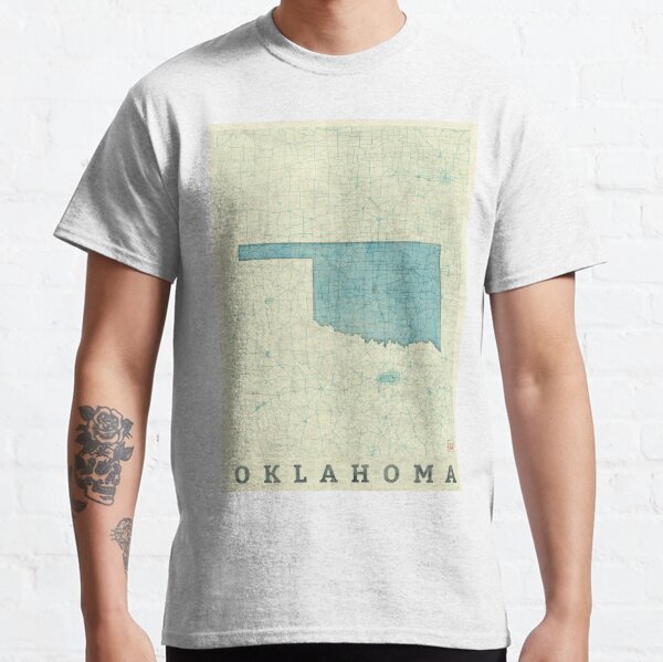 Oklahoma State Map Blue Vintage Classic T-Shirt