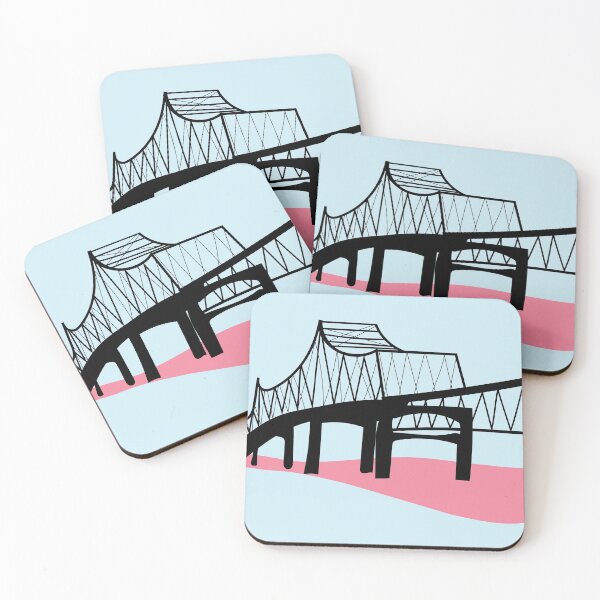 Item preview, Baton Rouge Mississippi River Bridge Pink and Blue designed and sold by miralbarart.