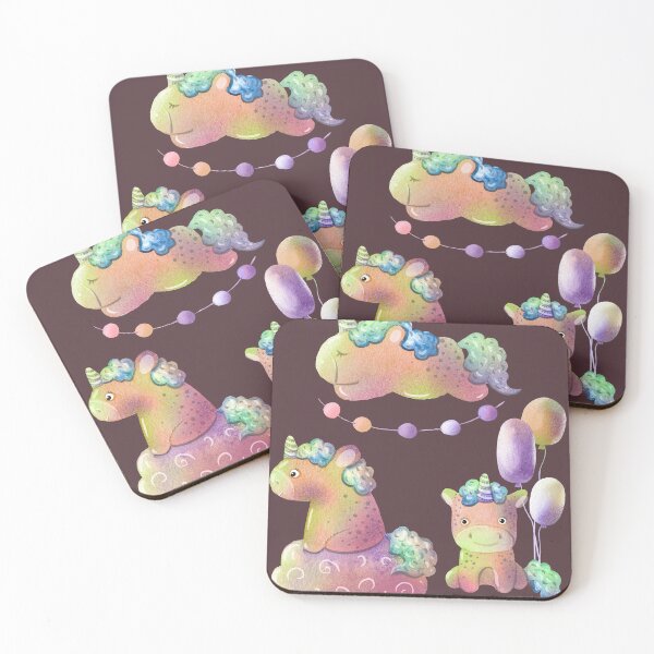 Item preview, three unicorns on brown background designed and sold by fiolika.