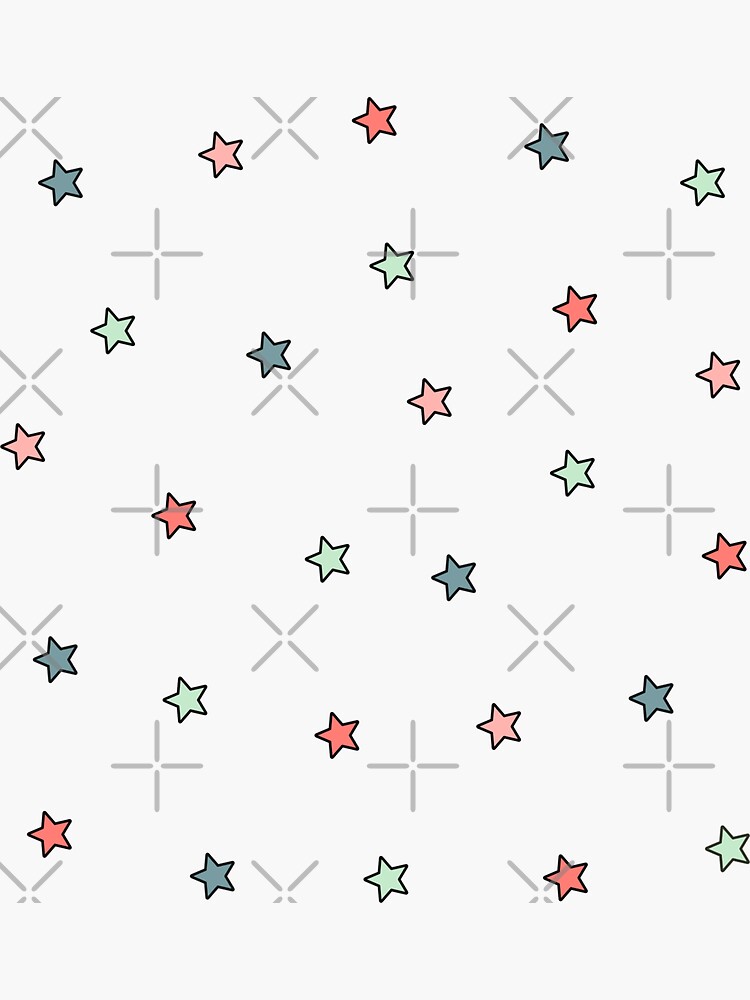 Thumbnail 3 of 3, Sticker, Christmas colours little stars designed and sold by Pastel-PaletteD.