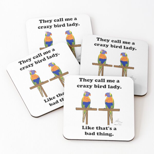 Item preview, Crazy Bird Lady With Rainbow Lorikeets designed and sold by Laughing Parrot Studio.