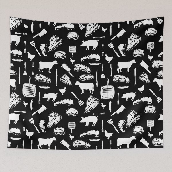 Item preview,  Carnivore diet surface pattern black and white designed and sold by PurrfectCorner.