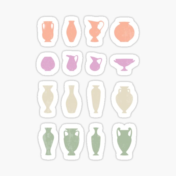 Terracotta Greek Vases Silhouettes Ancient Greece Pottery Sticker