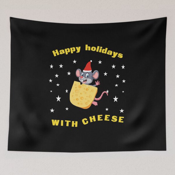 Artikelvorschau, Happy holidays with cheese mit lustiger Maus in Weihnachtsstimmung entworfen und verkauft von Bodino.