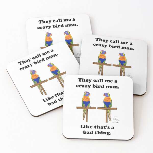 Item preview, Crazy Bird Man with Rainbow Lorikeets designed and sold by Laughing Parrot Studio.