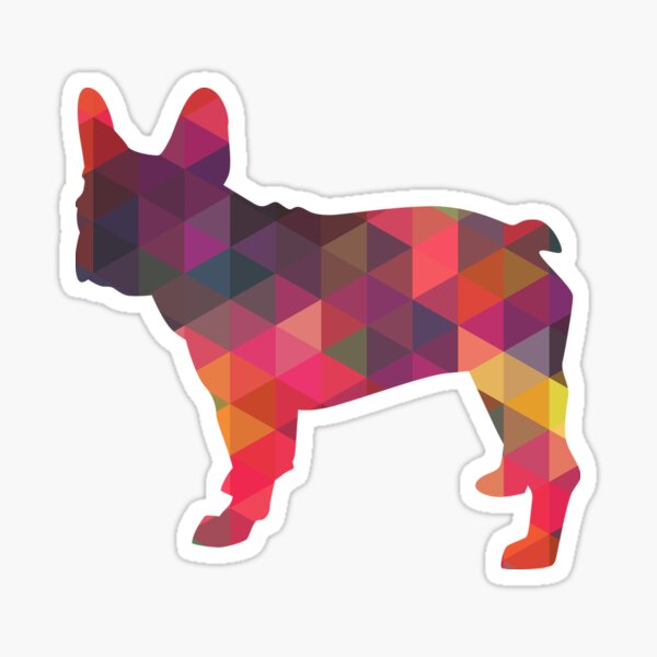 French Bulldog Colorful Geometric Pattern Silhouette - Multi Sticker