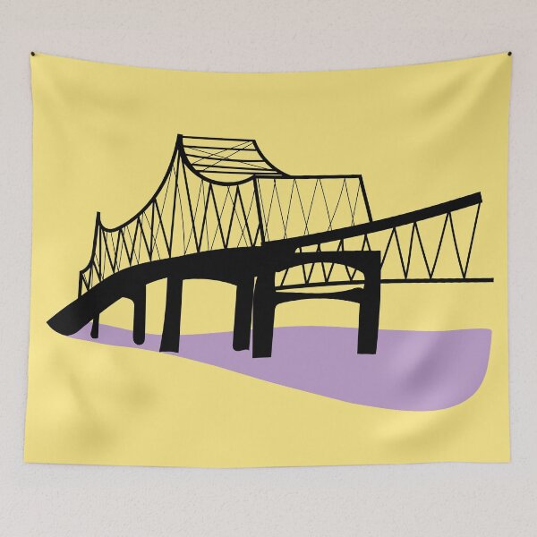 Item preview, Baton Rouge Mississippi River Bridge Purple and Gold designed and sold by miralbarart.