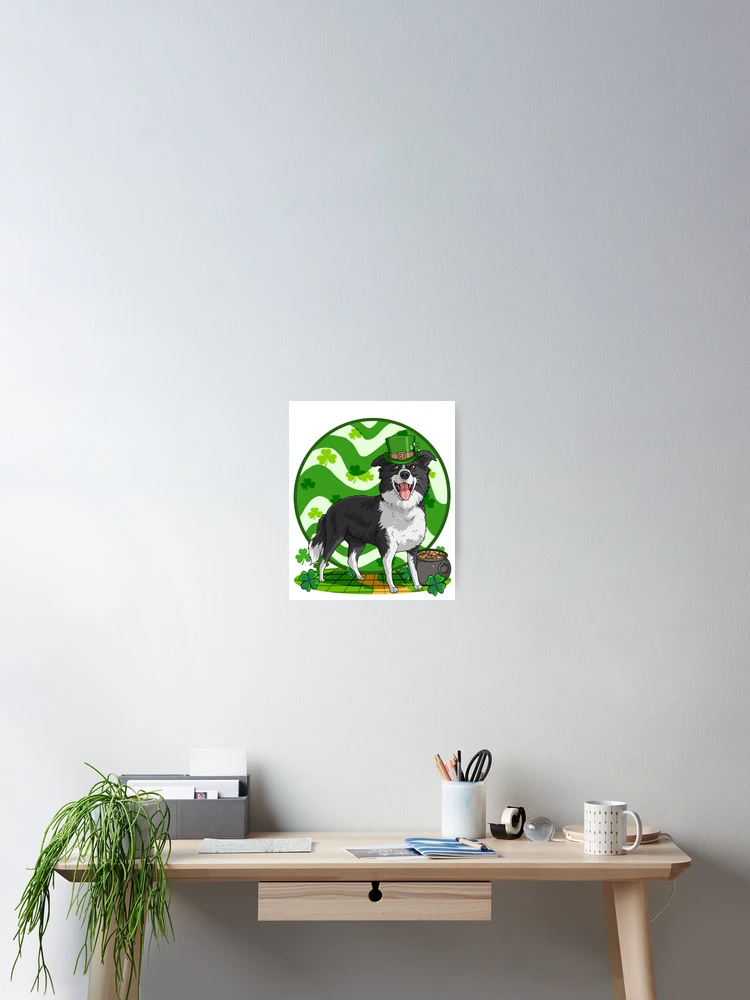 15 X 15 In. Border Collie St. Patricks Day Shamrock Portrait Garden Size Flag
