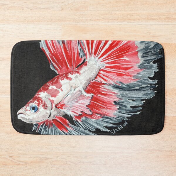 Item preview, Red & White Betta Fish Watercolor Painting designed and sold by elasteel.