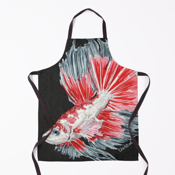 Item preview, Red & White Betta Fish Watercolor Painting designed and sold by elasteel.