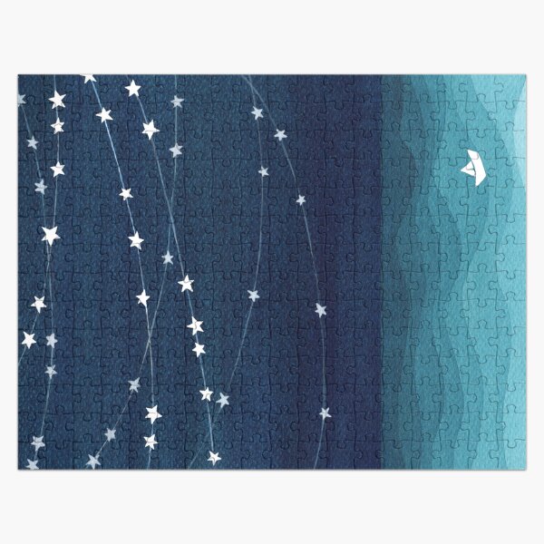 Garland of stars, teal ocean Jigsaw Puzzle