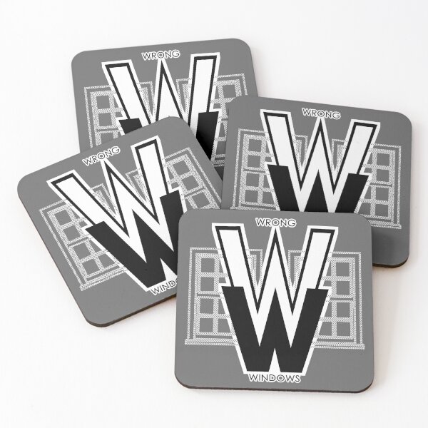 Wrong Windows Double-W Logo Variant #2.5 (2 Double-Hung Sashes) Coasters (Set of 4)