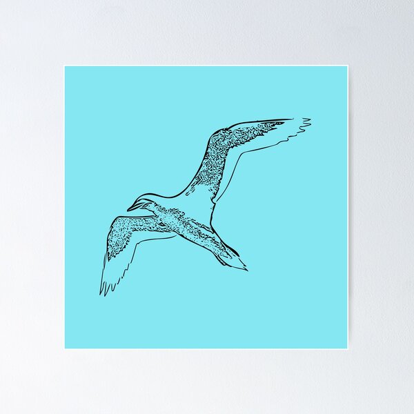 Item preview, Northern Gannet Flying Black Print designed and sold by designsasstultd.