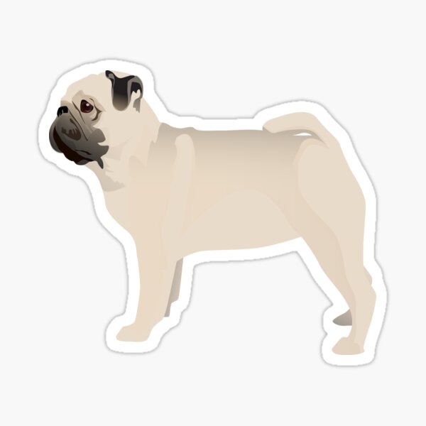 Pug Dog Basic Breed Silhouette Illustration  Sticker