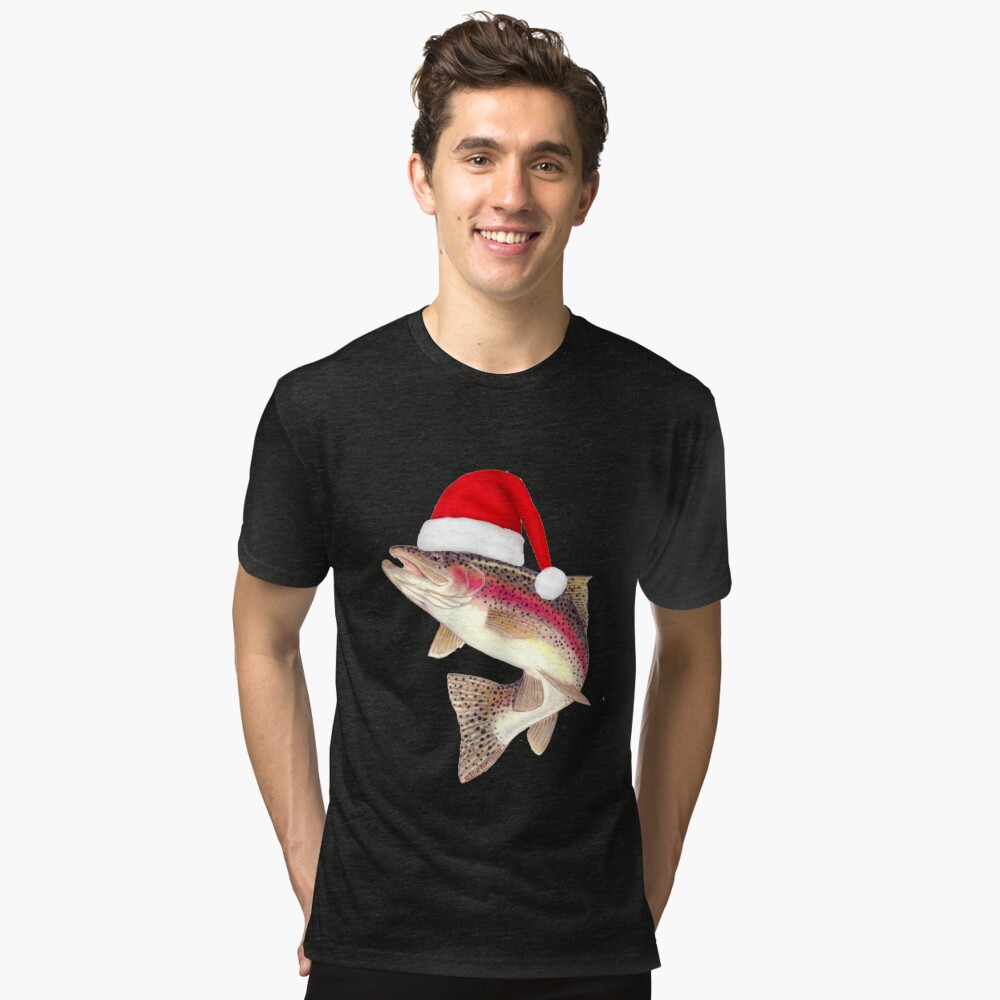  Christmas Bass Fishing wearing santa Hat T-shirt : Clothing,  Shoes & Jewelry