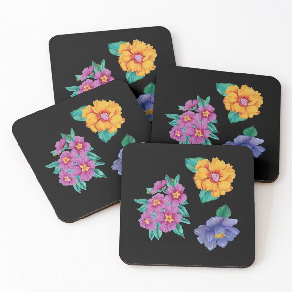 Item preview, Three Flowers in Pink, Yellow and Blue designed and sold by Leslie Rogers Todder.