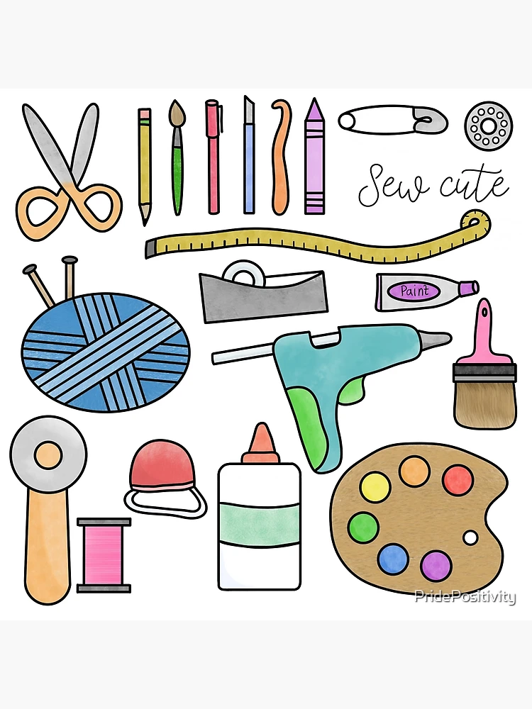 Art and craft supplies doodle, DIY tools Art Board Print for Sale