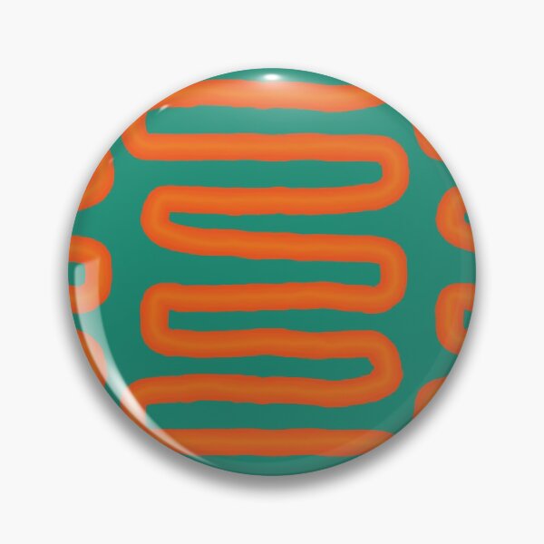 Artikelvorschau, Wiederholter orange Mäander auf einem blaugrünen Hintergrund entworfen und verkauft von Miranda Benson.