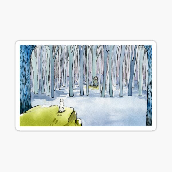 Empty Chair in the Forest with Curious Rabbit - by Amy Preveza Sticker