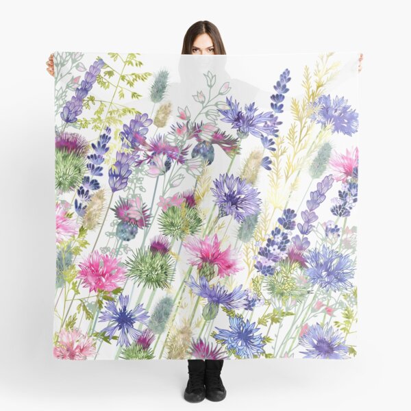 Flower Meadow - Cornflowers, Thistles & Lavender Scarf