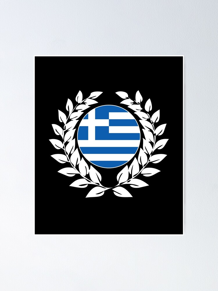 Poster mit Griechenland griechisch Flagge Fahne Lorbeerkranz von  GeogDesigns