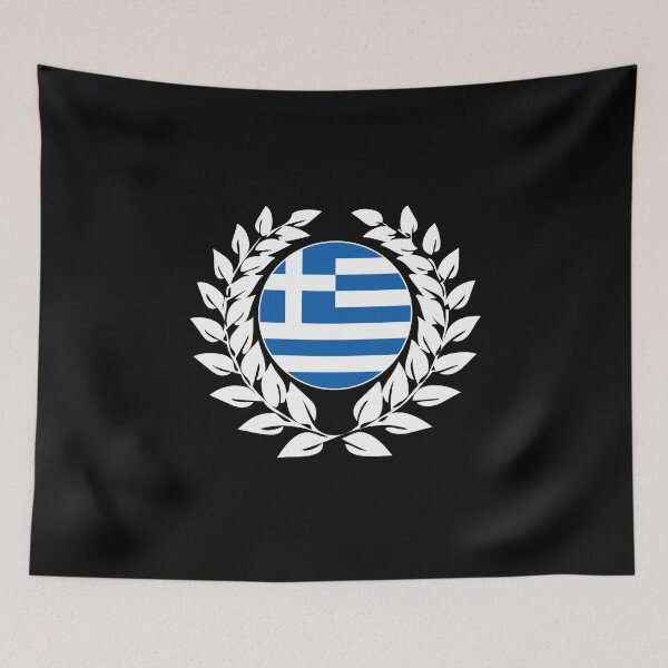 Item preview, Greece greek flag banner laurel wreath designed and sold by GeogDesigns.