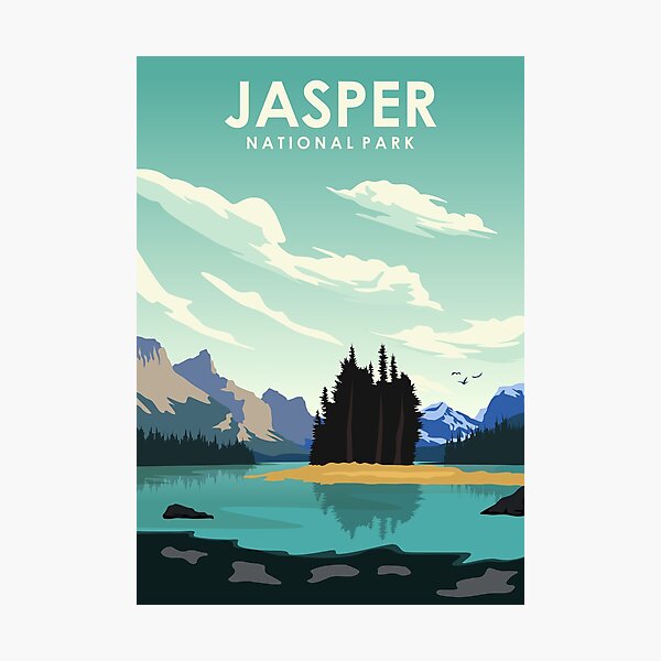 Jasper National Park Vintage Travel Art Photographic Print