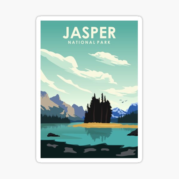 Jasper National Park Vintage Travel Art Sticker
