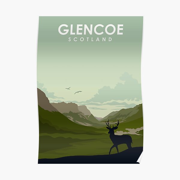 Glencoe Scotland vintage travel poster art Poster