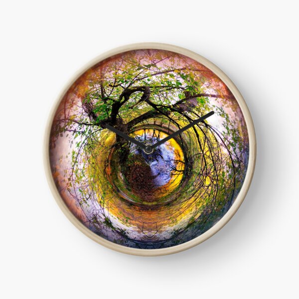 Trees over River at Sunset Swirl World Clock