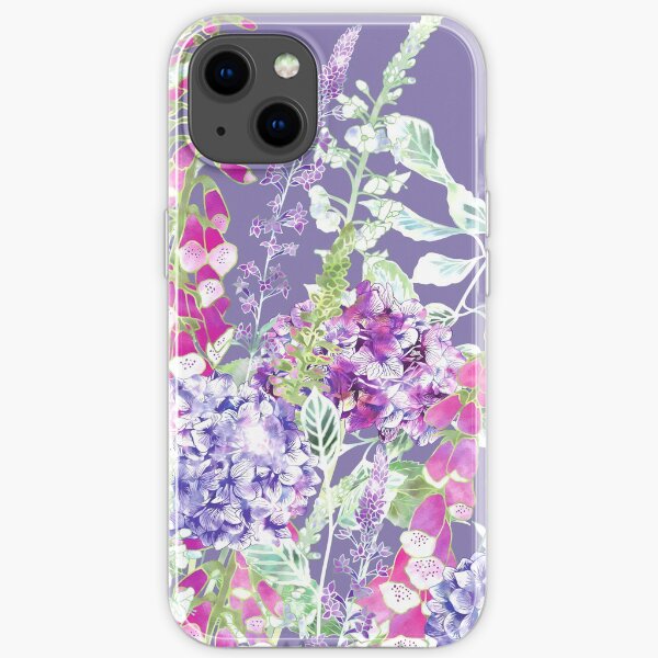 Pink Foxgloves & Hydrangeas iPhone Soft Case
