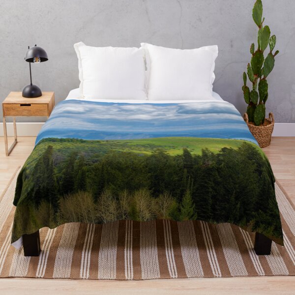 Item preview, Summer mountain with trees, grass, plants, water, blue sky and clouds designed and sold by Ventures1.