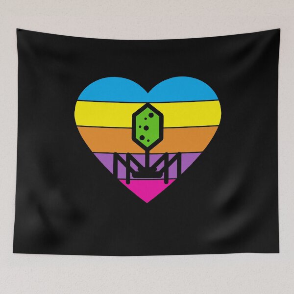 Item preview, PURPLE HEART SHAPED RETRO SUNSET PHAGE BACTERIOPHAGE designed and sold by Hippiesole.