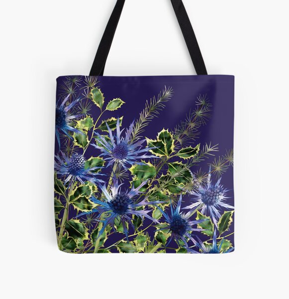 Sea Holly, Holly & Pine Needles All Over Print Tote Bag