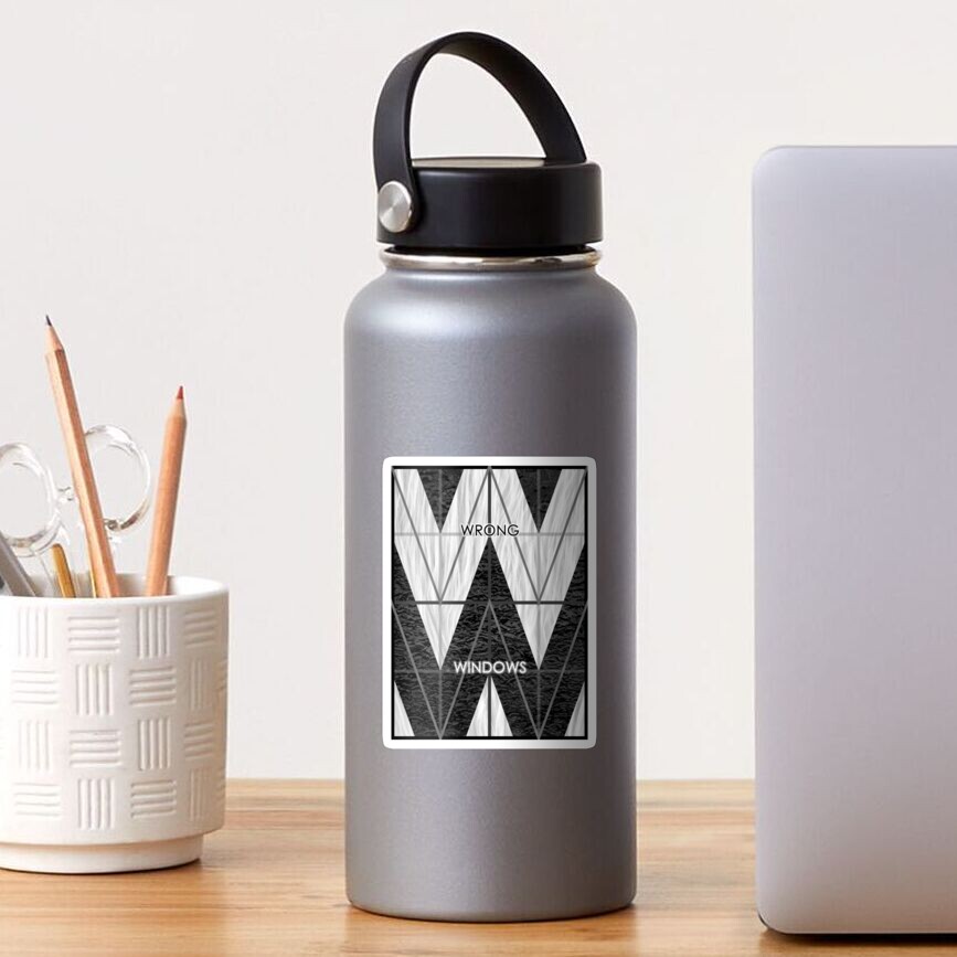 Wrong Windows Double-W Logo Variant #6 (3x4 B/W Grid) Sticker