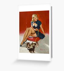 Gil Elvgren Pin Up with kittens Greeting Card