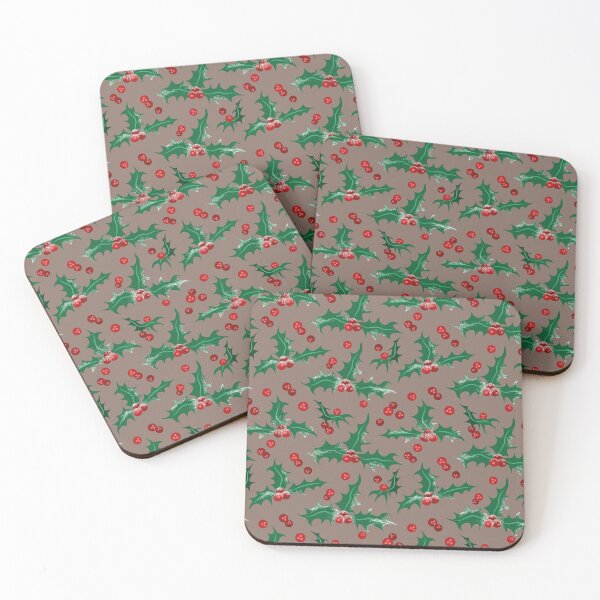 Item preview, Frosty Holly and Berries [MOCHA BROWN] Pattern designed and sold by Daniel Bevis Design.