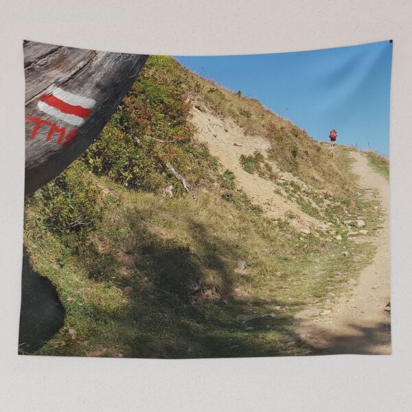 Item preview, Tour Du Mont Blanc (TMB) trail sign. Red and white. On the right path. designed and sold by JellyBeenzz.