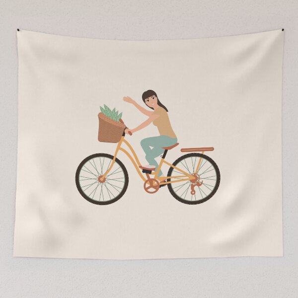 Item preview, Friendly young girl riding bicycle designed and sold by All in One  Design.