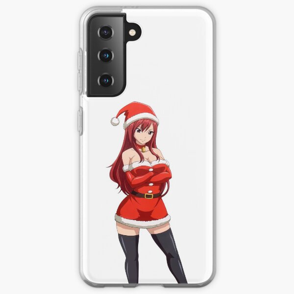 Erza Scarlet, kawaii moe anime girl wearing Christmas dress. Sexy Santa Claus, Fairy Tail Manga ecchi hentai. | White Samsung Galaxy Soft Case