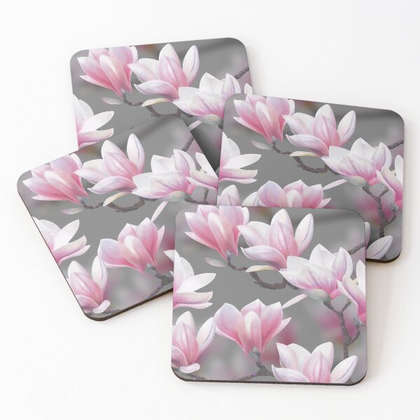Pink Magnolia Blossom Coasters (Set of 4)