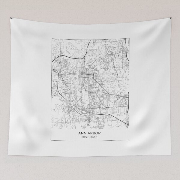 Item preview, Ann Arbor, Michigan Map Art (White) designed and sold by HawkstoneDesign.