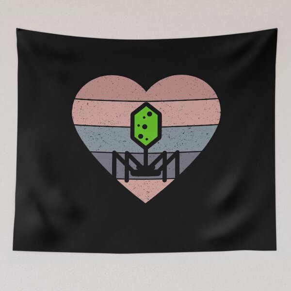 Item preview, PINK HEART SHAPED RETRO TEXTURED SUNSET PHAGE BACTERIOPHAGE designed and sold by Hippiesole.