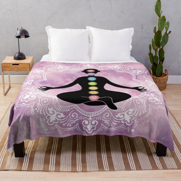 Item preview, Chakra Meditation Mandala Flower Colors Human Body Balance Yoga Woman Printed designed and sold by peachyline.