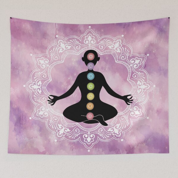 Aperçu de l'œuvre Chakra Méditation Mandala Fleur Couleurs Corps Humain Balance Yoga Femme Imprimé créée et vendue par peachyline.