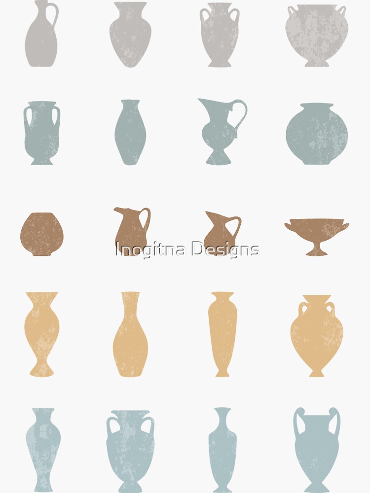 Pastel Ancient Greece Pottery Vases Silhouettes by inogitna