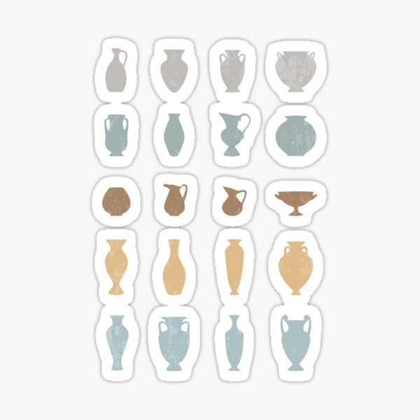 Pastel Ancient Greece Pottery Vases Silhouettes Sticker