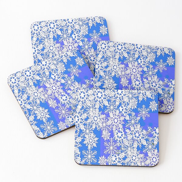 Item preview, WHITE SNOWFLAKES IN BLUE WINTER ABSTRACT ART designed and sold by sharlesart.