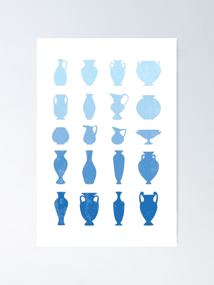 Alternate view of Blue Aegean Greek Vases Poster