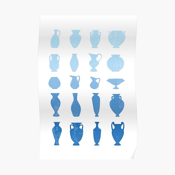 Blue Aegean Greek Vases Poster